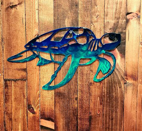 Hand Painted Metal Sea Turtle Wall Hanging Etsy