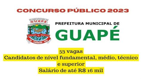 Concurso Público 2023 Prefeitura de Guapé Minas Gerais divulga