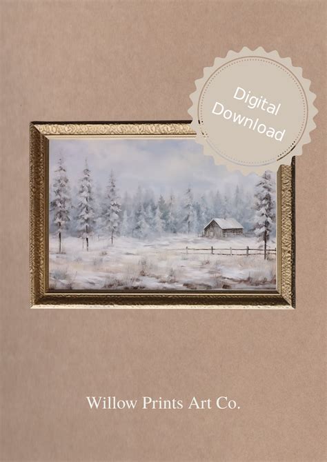 Winter Cabin Oil Painting, Vintage Digital Art, High-resolution, Ideal for Cottage Decor Gift ...