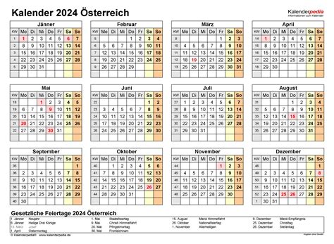 Kalender Sterreich Zum Ausdrucken Als Pdf