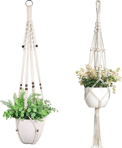 GoMaihe Makramee Blumenampel 5er Set Balkon Deko Innen Deko Blumenampel