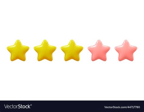 Review Or Ranking 3 Gold Stars Of Five Star Vector Image