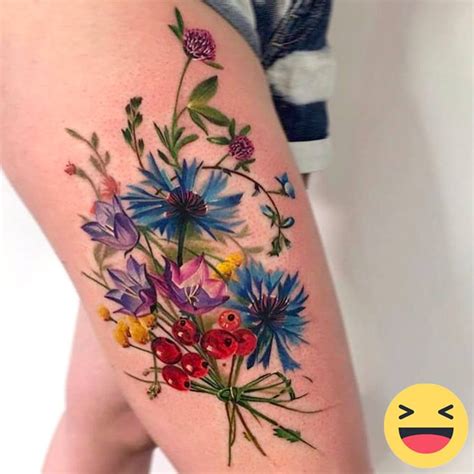 Colorful Flower Thigh Tattoos For Women Tattoo Girls Tattoos Frauen