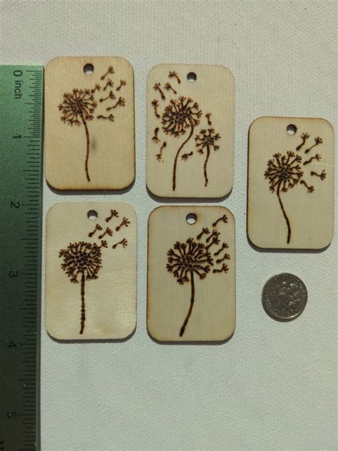 Wood Burned Dandelion On A Wooden Gift Tag Image Of Dandelion Etsy