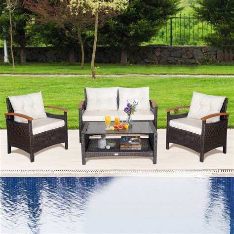 Gymax Outdoor Weather Resistant Pcs Patio Porch Conversation Set