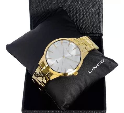 Reloj Lince para mujer LRG4563l S1kx analógico con fondo dorado color