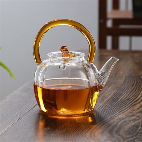 Glass Infuser Tea Pot 800ml High Borosilicate Glass Teapot Heat Resistant Clear Glass Handmade