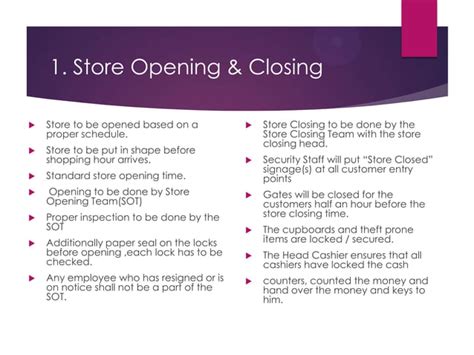 Store Operating Procedure For Store Manager PPT