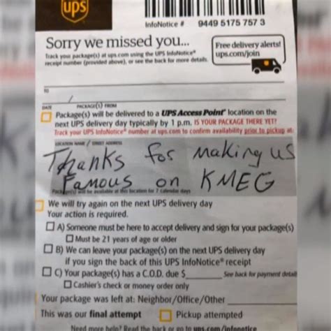 Ups Missed Delivery Pickup Same Day Greet Record Photography