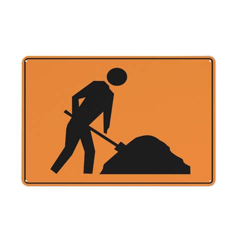 Caution Workmen Ahead Image Orange Sign Sign 8 X 12 Grade Reflective