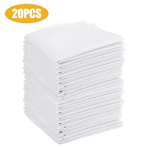 20pcs Soft Pure Cotton Handkerchiefs EEEkit 15 X15 Men S White