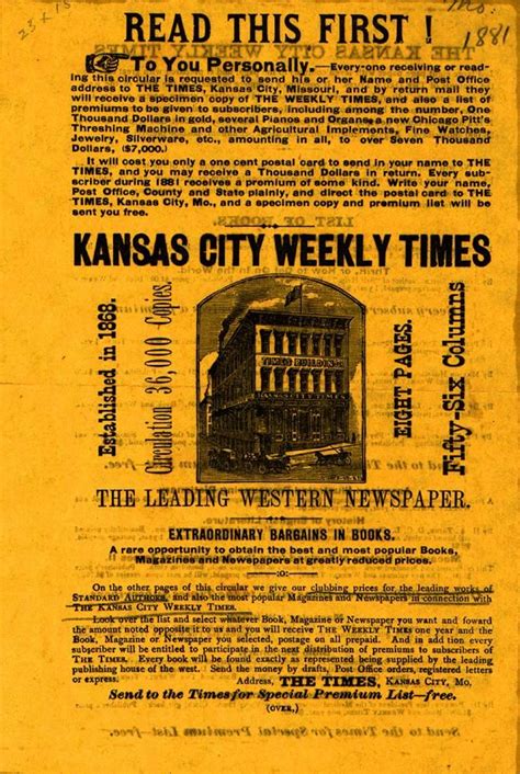 Kansas City Weekly Times B0144 Emergence Of Advertising In America