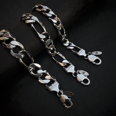 925 Sterling Silver Bold Figaro Link Chain Bracelet Figaro Bracelet