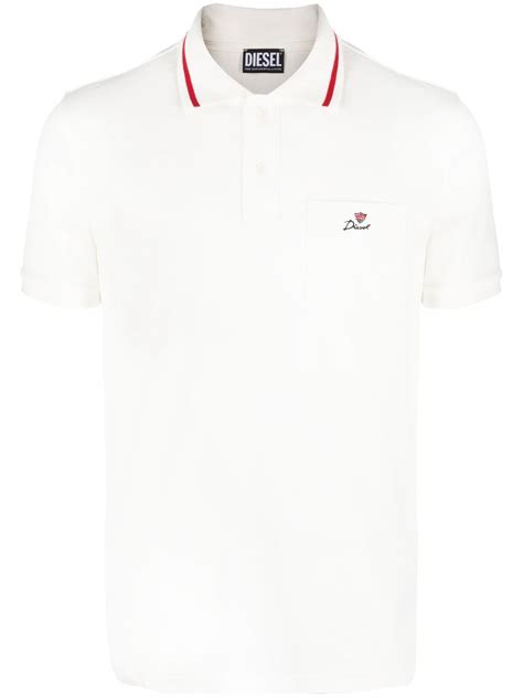 Diesel Embroidered Logo Polo Shirt White Farfetch Ao