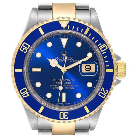 Montre Rolex Submariner Cadran Bleu Acier Or Jaune Pour Hommes