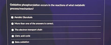 Solved Oxidative phosphorylation occurs in the reactions of | Chegg.com 