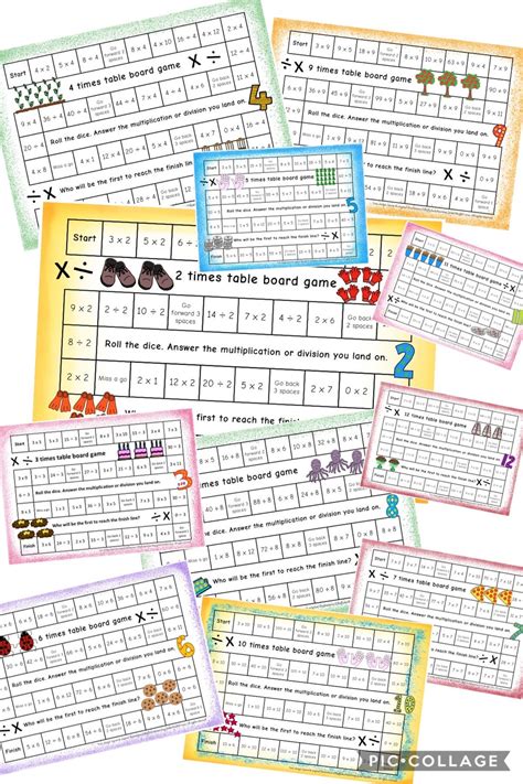 Times Tables Board Games 2x To 12x Laminated Set Etsy Uk