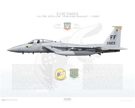 Aircraft profile print of F-15C Eagle 1st FW, 27th FS, FF/82-023 ...