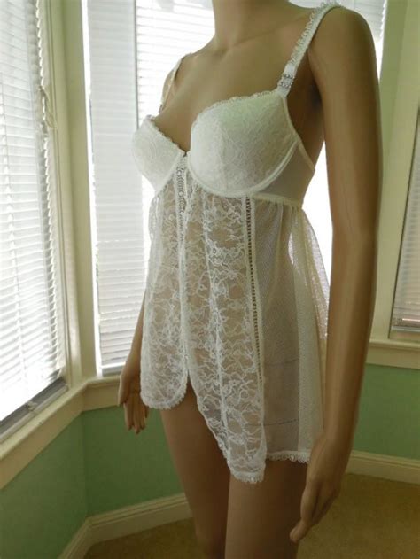 Vintage Victoria S Secret Babydoll Lingerie Sheer Babydoll Nightie