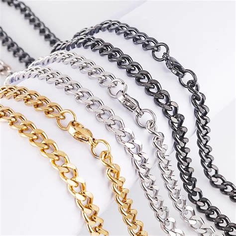 SAUVOO 5Meters Roll Stainless Steel Cuba Thick Chains Polished 3 5 7mm