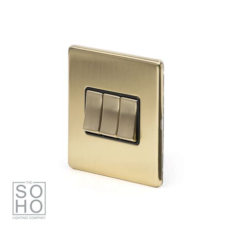 K Brushed Brass Gang Way Switch With Black Insert The Soho