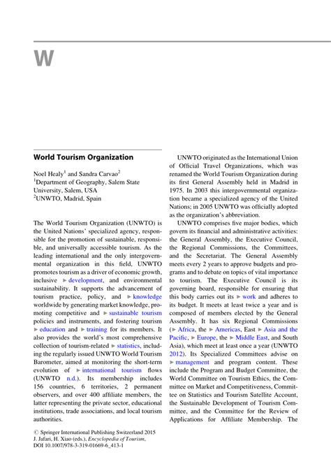 (PDF) World Tourism Organization