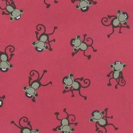 Tissu Coton Monkey Fuchsia X 10cm Ma Petite Mercerie