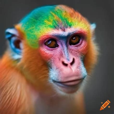 Closeup Portrait Of A Colorful Monkey On Craiyon