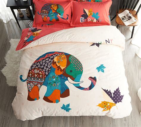 Online Store: Cliab Elephant Bedding Girls Kids Full Size Duvet Cover Set 100% Brushed Cotton 4 ...