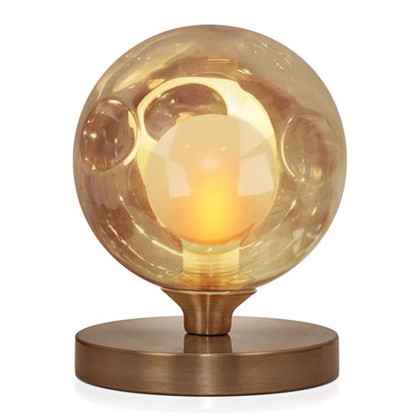 Luminaria De Mesa Globo Harmony Ambar Base Redonda New Cobre Shopee