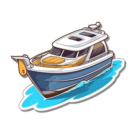 Etiqueta Engomada Del Barco De Mar De Dibujos Animados Vector Png