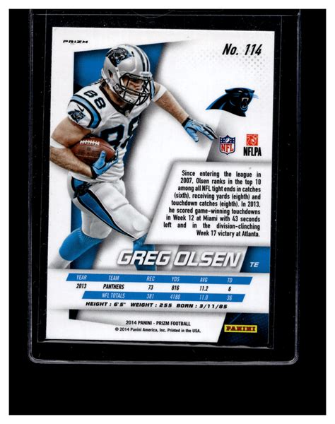 2014 Panini Prizm 114 Greg Olsen Panini Logo Prizm EBay