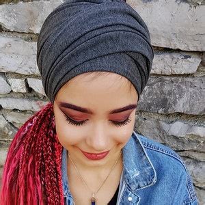 Head Scarf Charcoal Gray Head Scarf Extra Wide Headband Women Turban