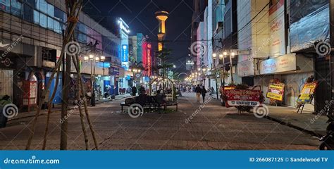 Street Atmosphere in Bandung City Square at Night Editorial Image ...