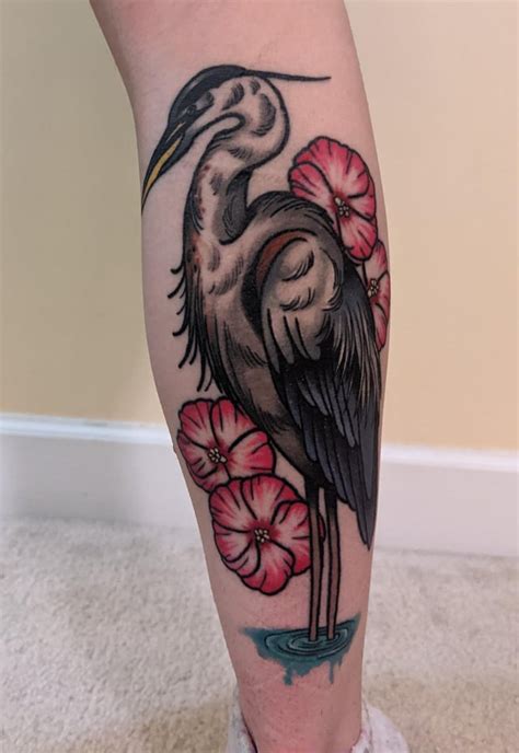 My great blue heron tattoo done by Miss Emily at Lucky Strike Tattoo in Quakertown PA : tattoos