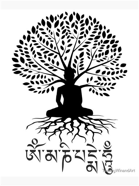 Póster Buda Árbol de la vida Om Mani Padme Hum Mantra budista de