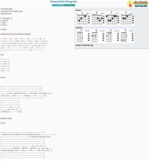 Chord House Of The Rising Sun Tab Song Lyric Sheet Guitar Ukulele Chordsvip