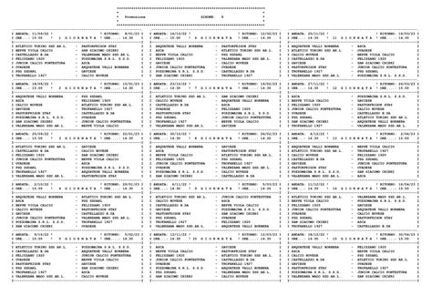 Calendari E Gare Di Eccellenza E Promozione Ufficiali