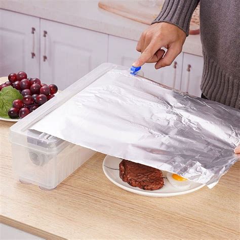 1xplastic Food Wrap Dispenser Cutter Foil Cling Film Storage Holder Box