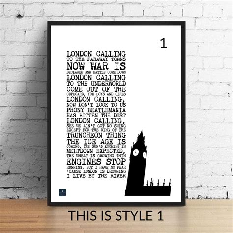 London Calling Lyrics Print the Clash Inspired Music Poster ...