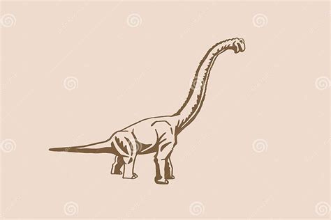 Graphical Vintage Illustration Of Diplodocus On Sepia Backgroundvector Illustration Dinosaur