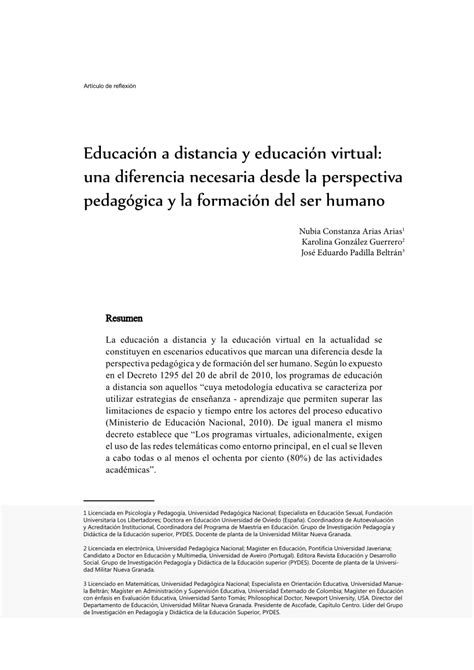 Pdf Educación A Distancia Y Educación Virtual Una Diferencia