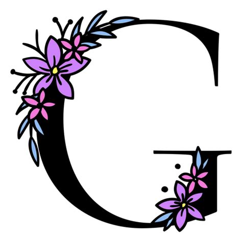 Design Png E Svg De Flores Roxas Na Letra G Para Camisetas