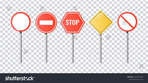 Set Realistic Road Signs Isolated On Stock Vector (Royalty Free ...