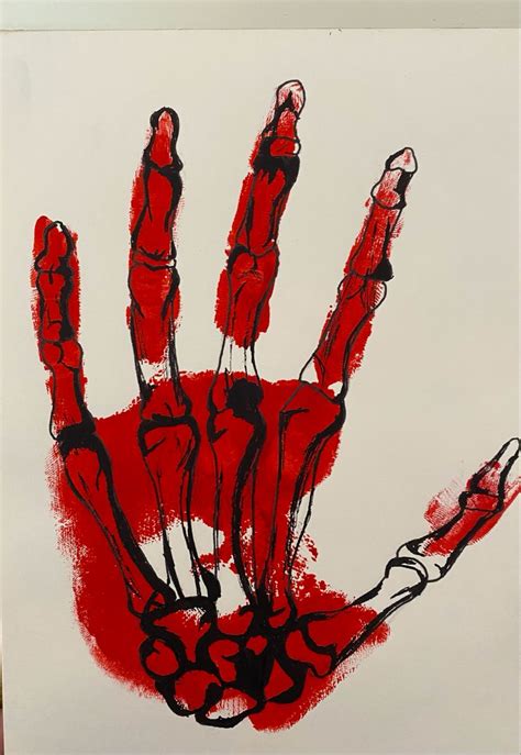 Red hand | Red painting, Red art, Red draw