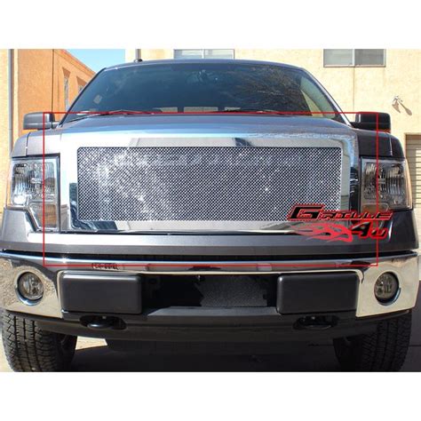 Aps Compatible With Ford F 150 2009 2014 All Model Main Upper Stainless Steel Chrome Mesh Grille