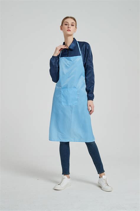 Blue Cleanroom Working Garments With Conductive Carbon Filament China