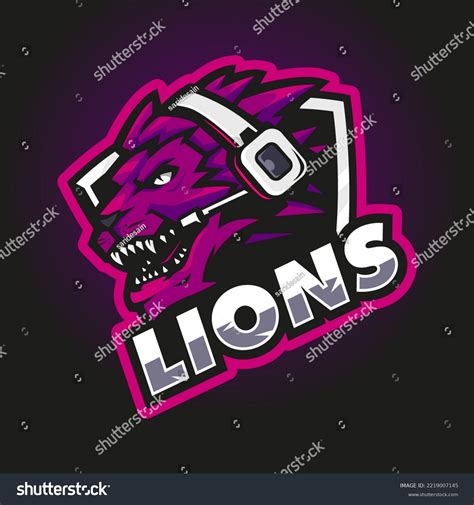 Lion Esport Mascot Logo Design Illustration Stock Vector Royalty Free