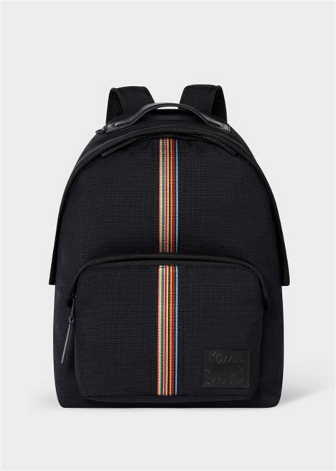 Black Signature Stripe Backpack