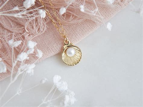 Shell Necklace Pearl Necklace 14k Gold Filled Necklace June - Etsy